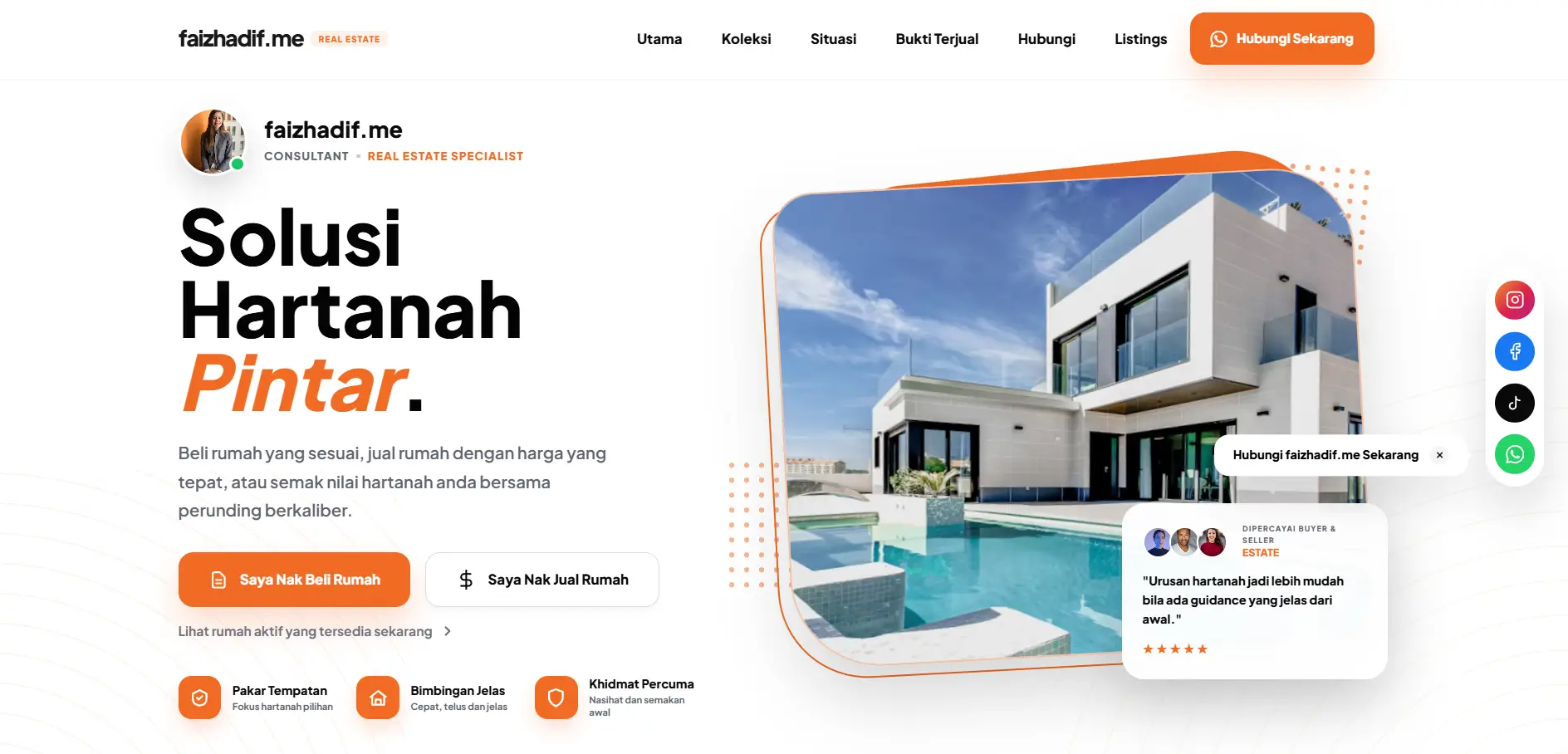Real Estate Specialist Landing Page Mockup