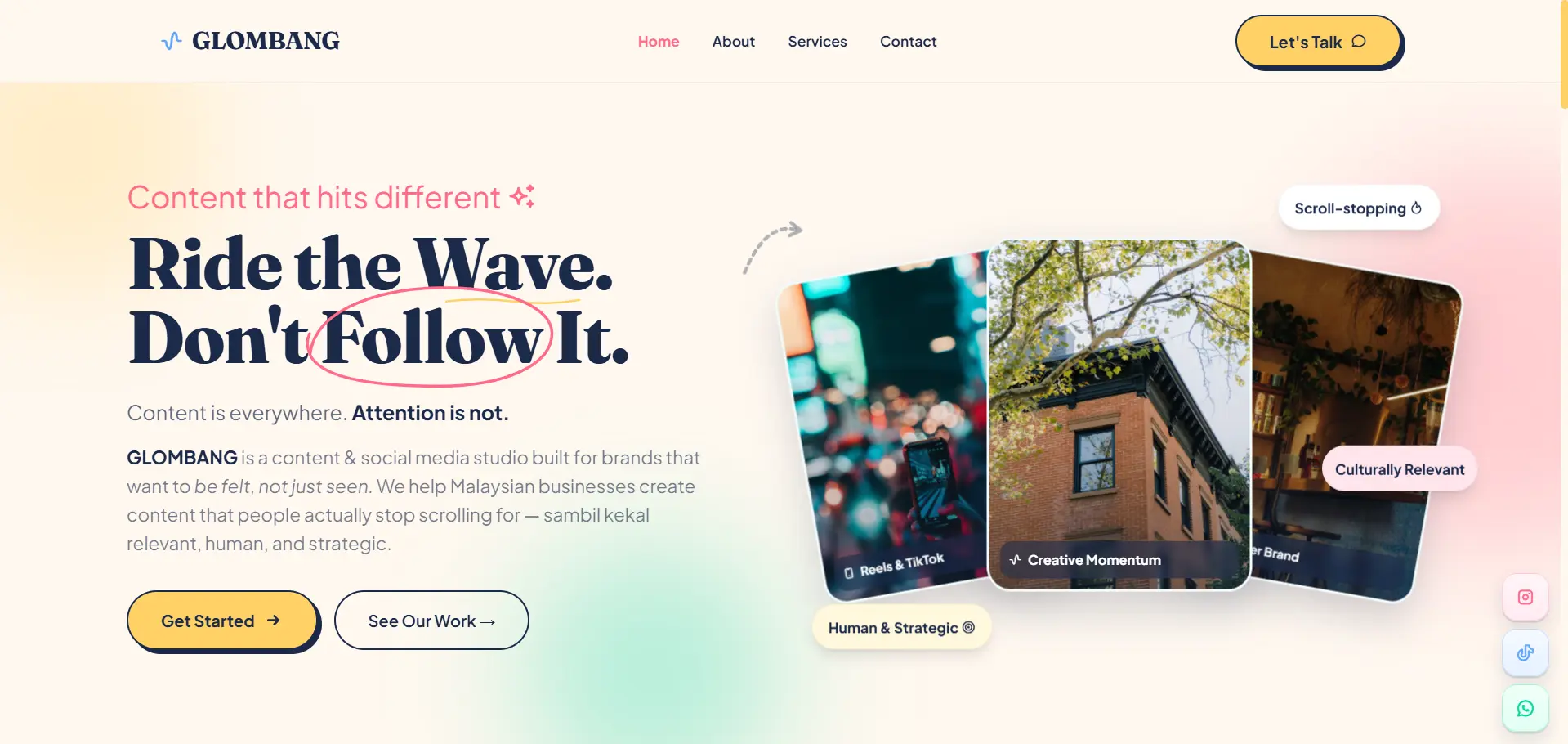 GLOMBANG content studio website