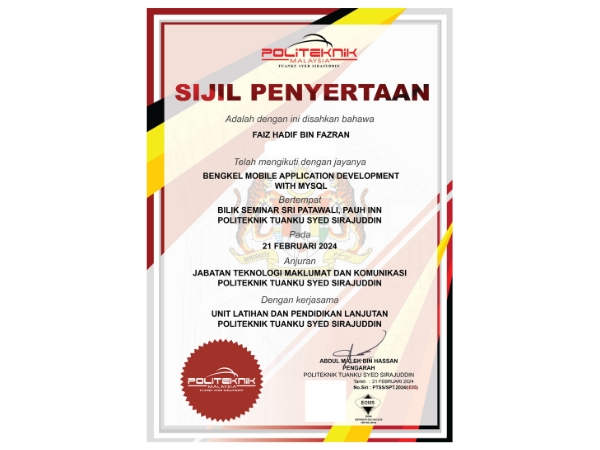 Bengkel Mobile Application Development with MySQL